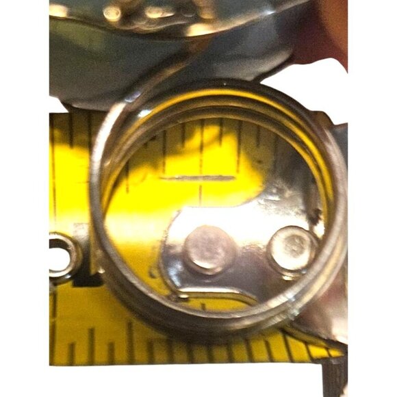 Adjustable Ring Statement Wire-Wrapped Blue Stone Unique Handmade Metal Band - Picture 5 of 9